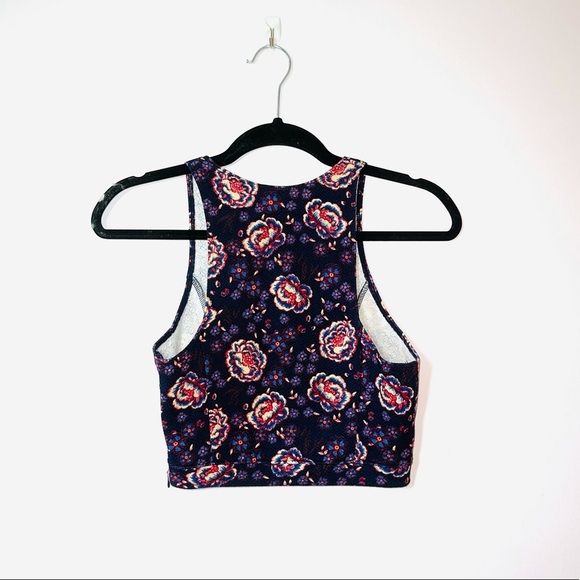 Hollister Purple Floral Print Quilted Cropped Tank Top Small Women’s - Picture 6 of 11